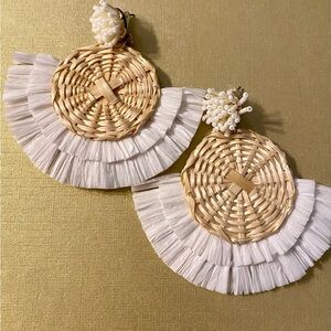 Woven bamboo and raffia earrings